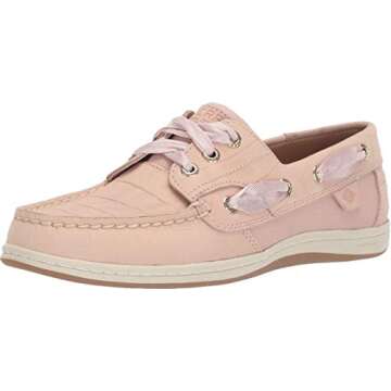 Sperry Womens Songfish Croco Nubuck Boat Shoe, Blush, 6