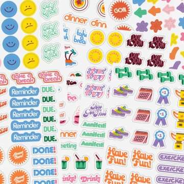 ban.do Sticker Book of Goal Setting Stickers, 35 Sticker Sheets with Colorful Fun Stickers, Positive Stickers for Journals and Planners, Issue 1