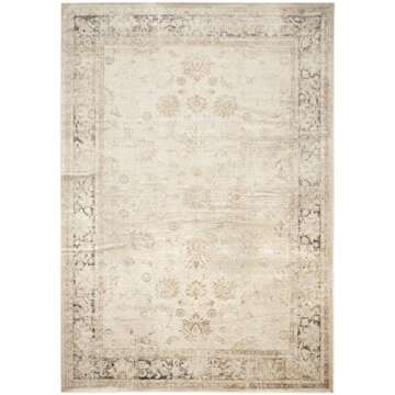SAFAVIEH Vintage Collection Area Rug - 7'6" x 10'6", Stone, Oriental Distressed Viscose Design, Ideal for High Traffic Areas in Living Room, Bedroom (VTG117-440)