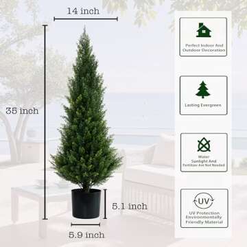 Artificial Topiary Cedar Trees Faux Pine Shrubs UV Resistant Artificial Bushes Artificial Plants for Indoor Outdoor Garden,3 Feet-2 Pack