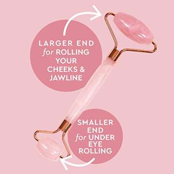Jade Face Roller - Jade Roller for Face & Gua Sha Face Massager, 100% Natural Rose Quartz Roller – Face, Eye & Neck Rejuvenation Beauty Tools; Hand-Crafted with Squeak-Free Padding
