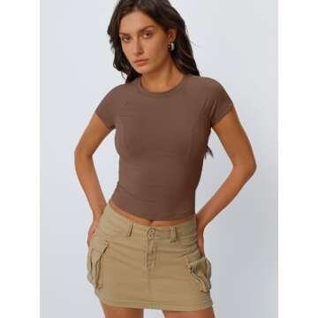 Trendy Queen Women Casual Short Sleeve T Shirts Summer Crewneck Raglan Tshirts Cute Tee Basic Crop Tops