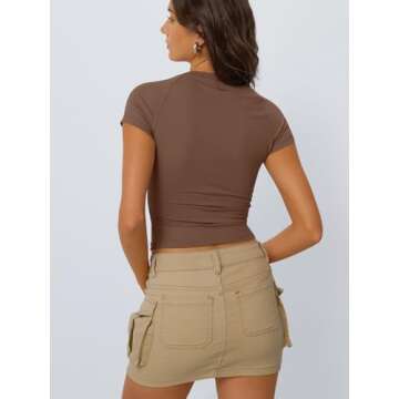 Trendy Queen Women Casual Short Sleeve T Shirts Summer Crewneck Raglan Tshirts Cute Tee Basic Crop Tops