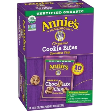 Annie's Organic Chocolate Chip Cookie Bites for Wholesome Enjoyment, 10 Pouches, 10.5 oz