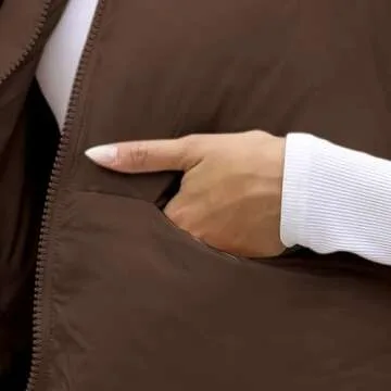 Hixiaohe Women's Winter Crop Vest Puffer Lightweight Stand Collar Padded Vest Zip Up Sleeveless Jacket (Brown, XXL)