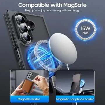 MAKAVO Magnetic for Samsung Galaxy Z Fold 7 Case - Slim Translucent Matte Hard Back Cover & Soft Bum...