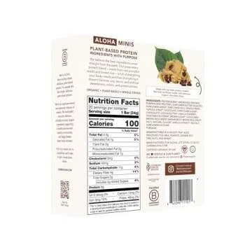 ALOHA Organic Plant Based Protein Bar MINIS |Chocolate Chip Cookie Dough| 20 Count, 24g Bars | Vegan, Low Sugar, Gluten Free, Paleo, Low Carb, Non-GMO, Stevia Free, Soy Free, No Sugar Alcohols