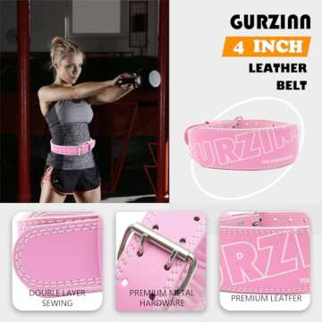 9 mm Leather Weight Lifting Belt for Women 4 inch Padded Gym Lumbar Back Support for Workout Squat D...