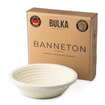 Bulka Large Round 9" 1kg Groove Banneton Bread Proofing Basket - Non-Stick Sourdough Baking Supplies...