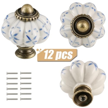 Zernmiarder Ceramic Pumpkin Knobs 12 Pack for Stylish Decor