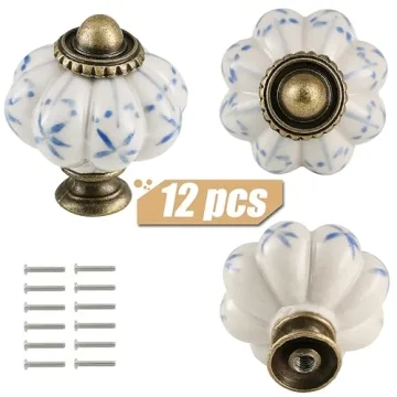 Zernmiarder Ceramic Pumpkin Knobs 12 Pack for Stylish Decor