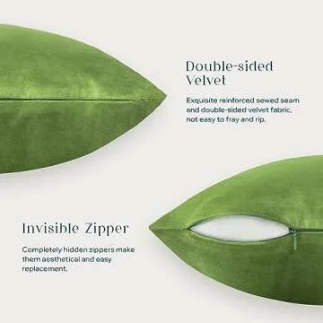 Pack of 2 Velvet Decorative Pillow Covers in Green - 20" x 20"