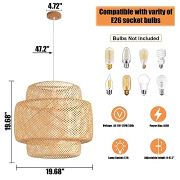DANGGEOI Bamboo Pendant Light Fixture Stylish and Eco-Friendly