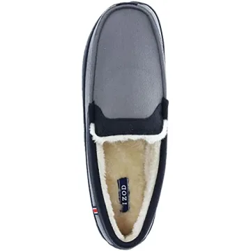 Stylish IZOD Men's Two-Tone Moccasin Slip-On Slippers
