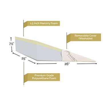 7.5 Inch Bed Wedge Pillow for Acid Reflux or Sleeping | 1.5 Inch Memory Foam Top with Stay Cool Cove...