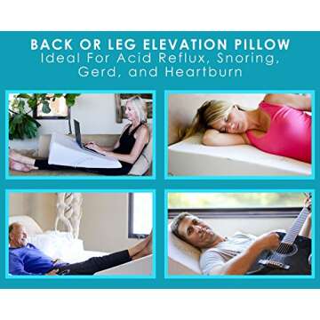 7.5 Inch Bed Wedge Pillow for Acid Reflux or Sleeping | 1.5 Inch Memory Foam Top with Stay Cool Cover | Incline Leg Elevation Pillows | Ideal for Gerd, Heartburn, and Snoring (25" Wx26 Lx7.5 H)