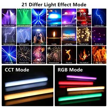 RGB Led Video Light Stick Wand, Obeamiu 2600-9600K Portable Studio Photography Lighting, 5000mAh Rec...