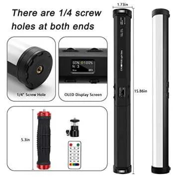 RGB Led Video Light Stick Wand, Obeamiu 2600-9600K Portable Studio Photography Lighting, 5000mAh Rechargeable Battery, 21 Lights Effects for YouTube, Painting, Vlog, Live Streaming, Self Broadcasting