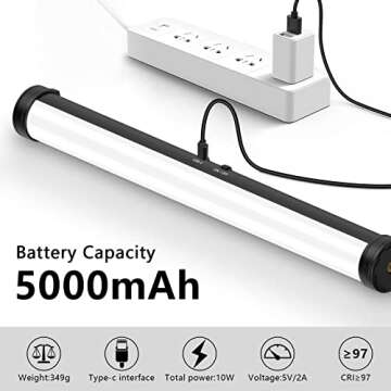 RGB Led Video Light Stick Wand, Obeamiu 2600-9600K Portable Studio Photography Lighting, 5000mAh Rechargeable Battery, 21 Lights Effects for YouTube, Painting, Vlog, Live Streaming, Self Broadcasting