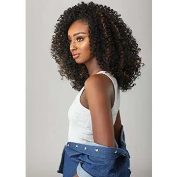 Sensationnel Curls kinksandco half wig - the show stopper instant weave drawstring cap for natural 3c to 4c hair textures (1B OFFBLACK)