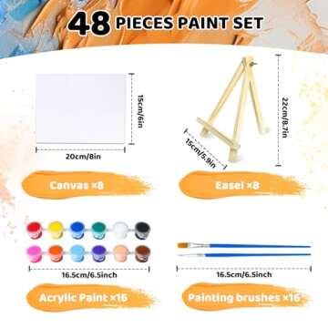 EIRUOKIGA Mini Acrylic Paint Kit - 48 Piece Set