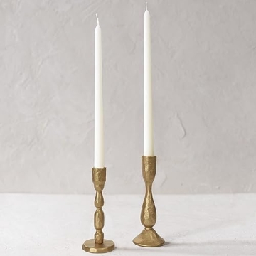 Antique Brass Iron Taper Candle Holders Set of 2