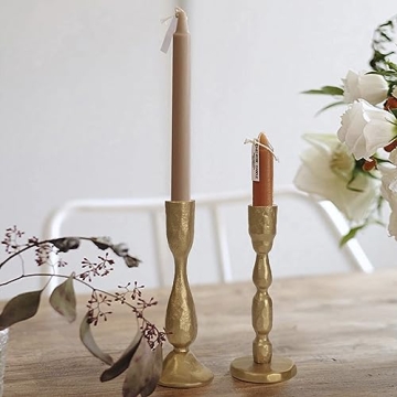 Antique Brass Iron Taper Candle Holders Set of 2