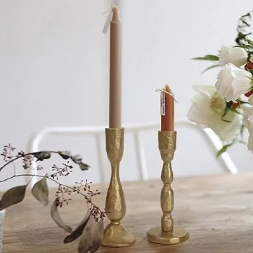 Antique Brass Iron Taper Candle Holders Set of 2