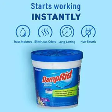 DampRid Lavender Vanilla Refillable Absorber Traps Moisture for Fresher, Cleaner Air, 4 Pack, Blue, 10.5 Ounces
