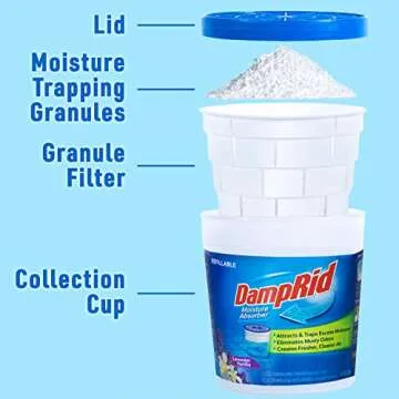 DampRid Lavender Vanilla Refillable Absorber Traps Moisture for Fresher, Cleaner Air, 4 Pack, Blue, 10.5 Ounces