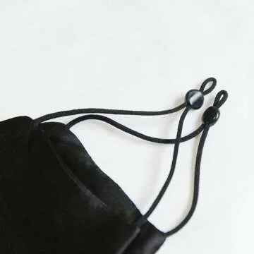ROSEWARD 100% Mulberry Silk Black Face Mask Reusable Washable Adjustable with Filter Pocket