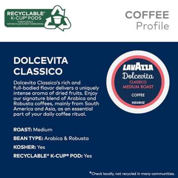 Lavazza Dolcevita Classico K-Cup Pods, 32 Count - Medium Roast