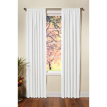 COTTON CRAFT White Curtain Window Panel Drapes - Set of 2 - Thick Cotton Duck Fabric Reverse Tab Top...