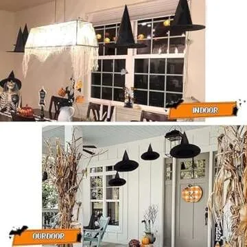 Maikoa 8 Pcs Halloween Decorations Hanging Witch Hat Witches Hats Halloween Decor Floating Witch Hats Black Witch Hats for Women Halloween Party Decorations