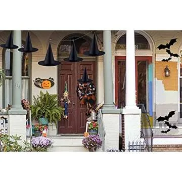 Maikoa 8 Pcs Halloween Decorations Hanging Witch Hat Witches Hats Halloween Decor Floating Witch Hats Black Witch Hats for Women Halloween Party Decorations
