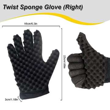 Magic Curling Sponge Gloves - Twist Wave Brush for Barbers, Curly Hair Styling Tool (Right Hand)