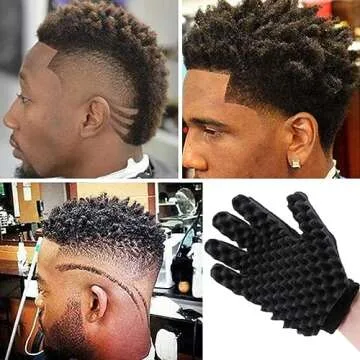Magic Curling Sponge Gloves - Twist Wave Brush for Barbers, Curly Hair Styling Tool (Right Hand)