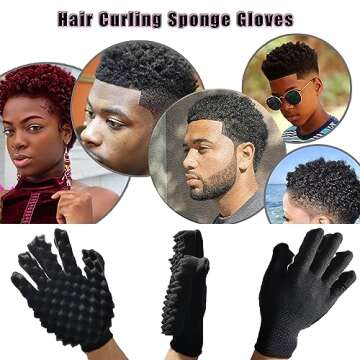 Magic Curling Sponge Gloves - Twist Wave Brush for Barbers, Curly Hair Styling Tool (Right Hand)