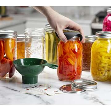 Wide Mouth Mason Jars 32 oz (Quart) Mason Jars with Lids and Bands (24-Pack) bundled With, KangarooB...