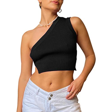 Stylish SAFRISIOR Women One Shoulder Backless Knitted Crop Top Premium Quality