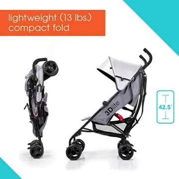 Summer Infant 3Dlite Convenience Stroller - Lightweight, Compact Design with Extra Storage