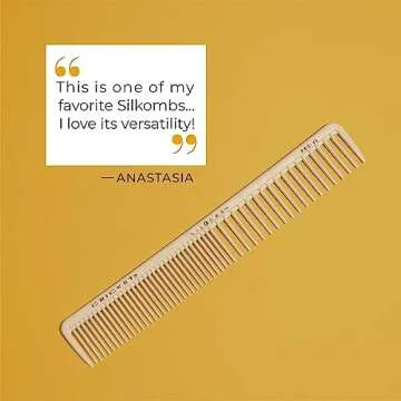 Cricket Silkomb Pro-45 All Purpose Professional Hair Stylist Comb – Japanese Made, Silicone Injected, Dual Tooth Patterns for Detangling, Cutting, Coloring & Styling All Hair Types