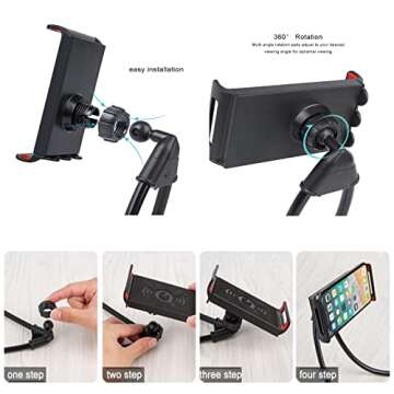 Chapter Seven Universal Smart Mobile Phone Stand,Hanging on Neck Cell Phone Mount Holder, Flexible Lazy Bracket DIY Free Rotating for Multiple Functions (Black)