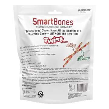 SmartBones Smart Twist Sticks, Rawhide Free Dog Chew Sticks, Made With Real Chicken, 50 Sticks (Pack...