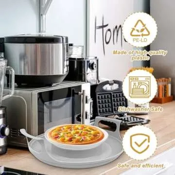 Microwave cool plate and spillover caddy with handles. For bowls, plates and microwave meals. BPA free