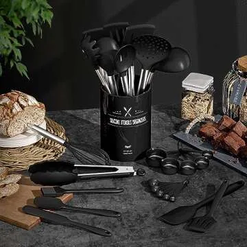 Silicone Kitchen Utensils Set, Umite Chef Large Heat Resistant Cooking Utensil, 26Pcs Silicone Spatu...