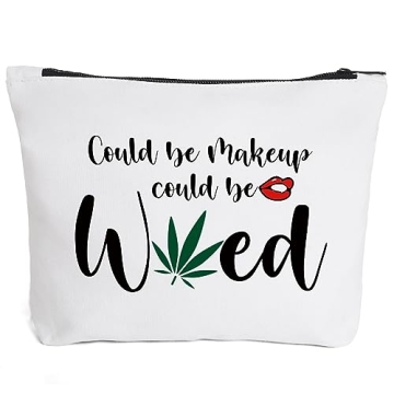 Fokongna Funny Makeup Bag Gifts For Best Friend Woman Gag Gifts for women Funny gifts Weed Small Cos...