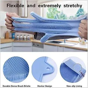 Forliver Silicone Scrubber Gloves for Home and Pet Care