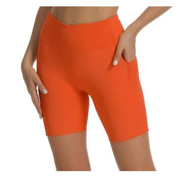 HOKOYI Women's Ribbed Biker Shorts for Workouts and Casual Wear