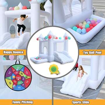 White Bounce House with Blower for Kids' Fun